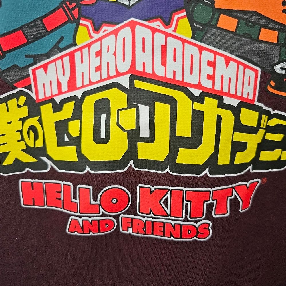 Hello Kitty My Hero Academia Hoodie 2XL Sanrio Anime Burgundy Otaku Streetwear - Picture 4 of 14